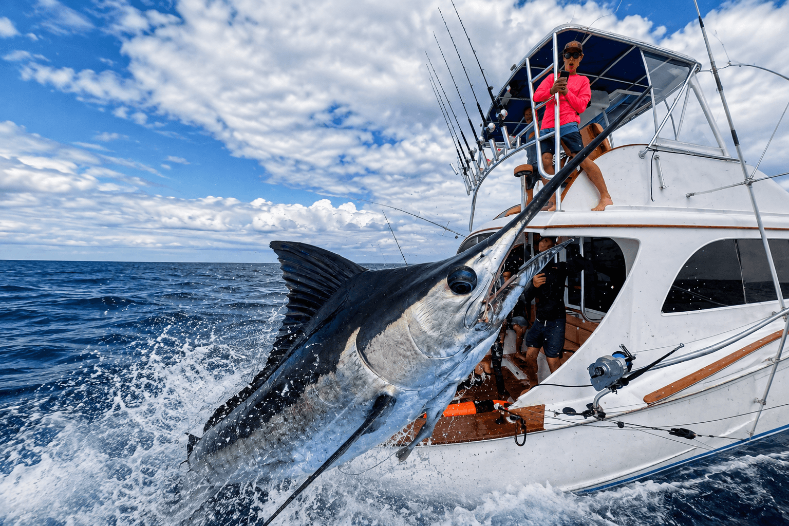 Offshore sportfishing action Offshore sportfishing action